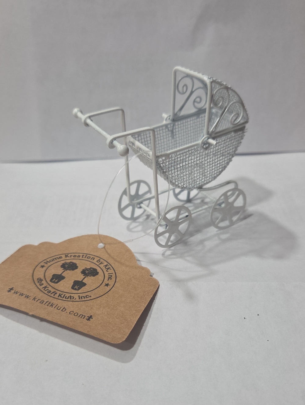 Kraft Klub White Mini Decorative Baby Carriage Accent